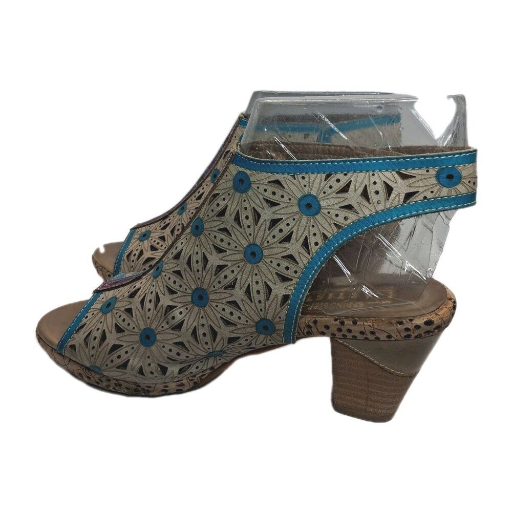 L'Artiste Spring Step Marjan Women’s Sz 38 7.5-8 Cutout Leather Heeled Sandals - Picture 6 of 11